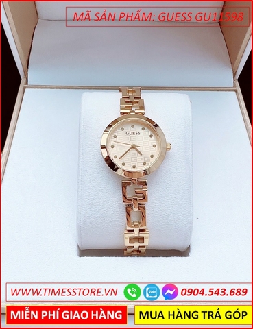 Đồng Hồ Nữ Guess Analog Mặt Tròn Lắc Tay Vàng Gold