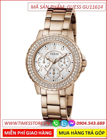 Đồng Hồ Nữ Guess Crown Jewel Mặt Trắng Dây Rose Gold
