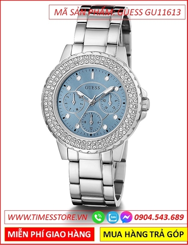 Đồng Hồ Nữ Guess Crown Jewel Mặt Xanh Dây Kim Loại