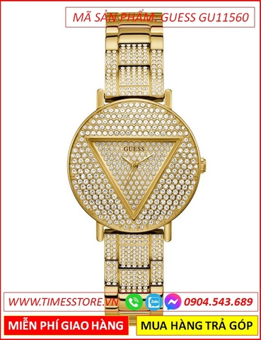 Đồng Hồ Nữ Guess Ladies Trend Mặt Tròn Đính Đá Dây Vàng Gold