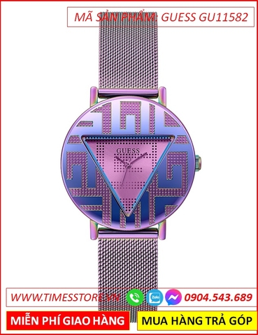 Đồng Hồ Nữ Guess Lady Mặt Tròn Dây Mesh Lưới Tím