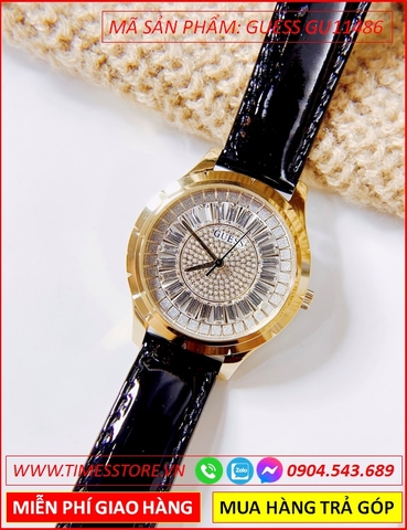 Đồng Hồ Nữ Guess Mặt Đính Full Đá Swarovski Dây Da