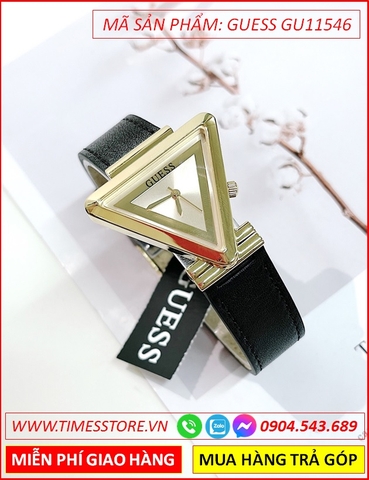 Đồng Hồ Nữ Guess Mặt Tam Giác Vàng Gold Dây Da