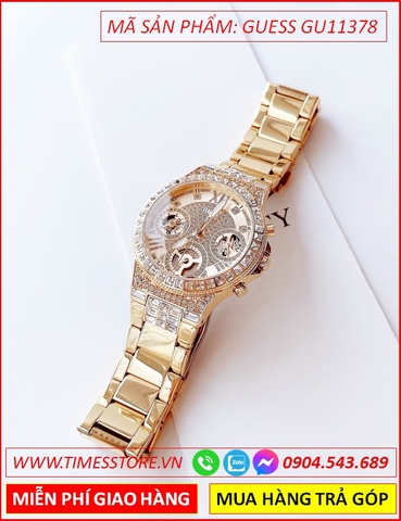 Đồng Hồ Nữ Guess Moonlight Đính Đá Dây Kim Loại Vàng Gold
