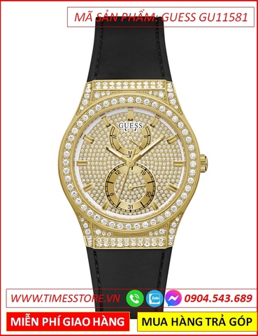 Đồng Hồ Nữ Guess Princess Full Đá Vàng Gold Dây Silicone