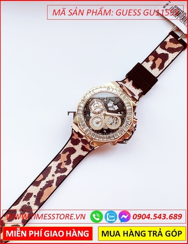 Đồng Hồ Nữ Guess Rapture Vàng Gold Dây Silicone Bọc Da Beo