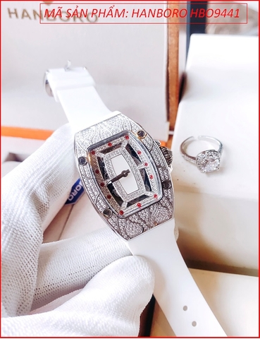 Đồng hồ Nữ Hanboro Phiên Bản Richard Mille 23 Tỷ Mặt Oval Silver (36mm)