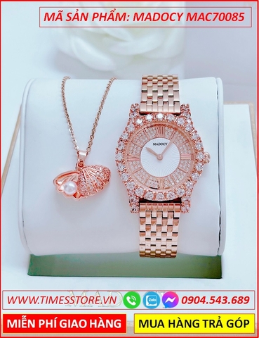 Đồng Hồ Nữ Madocy Tựa Chopard Full Đá Dây Kim Loại Rose Gold (31mm)