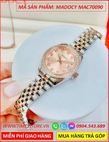 Đồng Hồ Nữ Madocy Tựa Rolex Mặt Rose Gold Dây Demi (31mm)