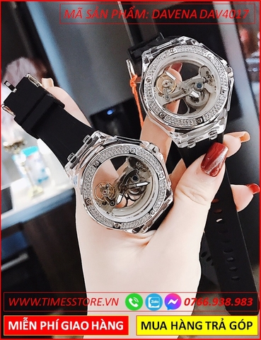 Đồng Hồ Cặp Đôi Davena Unisex Máy Automatic Dây Cao Su