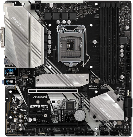 Mainboard ASRock B365M PRO4 LGA1151 / Intel B365 / DDR4 / Quad CrossFireX / SATA3 & Bo mạch chủ USB3.1 / M.2 / A & GbE / MicroATX