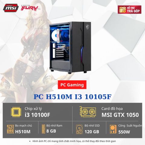 PC GAMING CŨ H510M I3 10105F 8GB GTX 1050