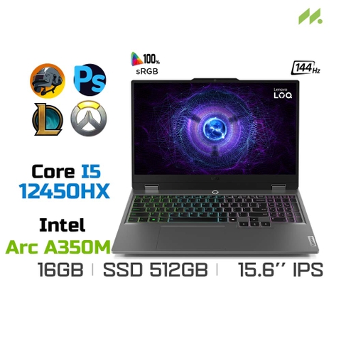Laptop Gaming Lenovo LOQ 15IAX9I 83FQ0005VN (i5-12450HX, Arc A530M 4GB, Ram 16GB DDR5, SSD 512GB, 15.6 Inch IPS 144Hz FHD)