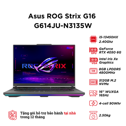 Asus ROG Strix G16 G614JU-N3135W (i5-13450HX | RAM 8GB | SSD 512GB NVMe | RTX 4050 6GB | 16 Inch WUXGA 165Hz)