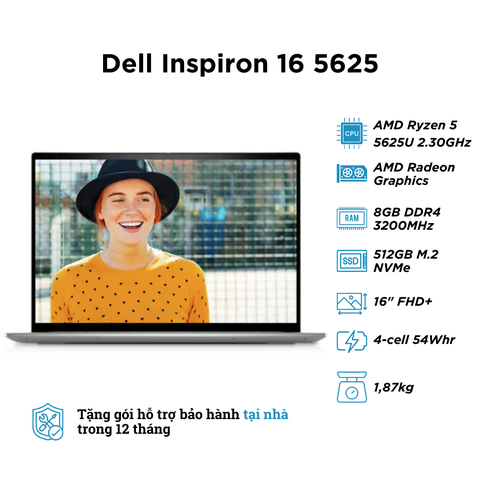 Dell Inspiron 16 5625 (AMD Ryzen 5 5625U | RAM 8G | SSD 512G | 16 inch FHD+)