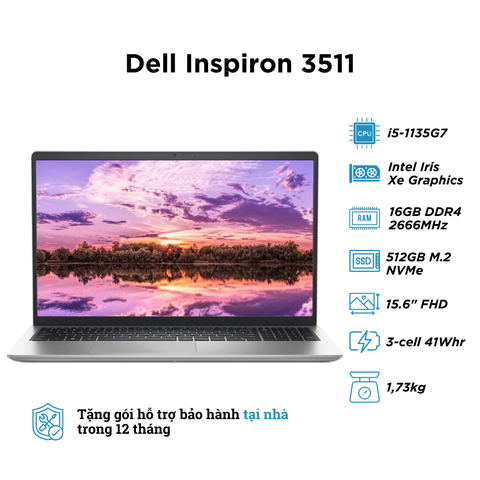 Laptop Dell Inspiron 3511 (New Full Box) (i5-1135G7 | RAM 16GB | SSD 512GB | 15.6 Inch FHD)