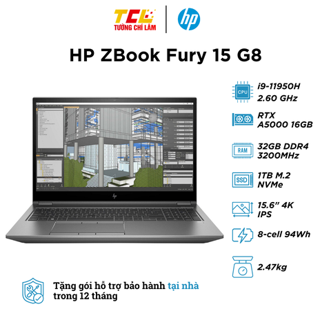 HP ZBook Fury 15 G8 (i9-11950H | RAM 32GB | SSD 1TB | RTX A5000 16GB | 15.6 Inch 4K DreamColor 550nits
