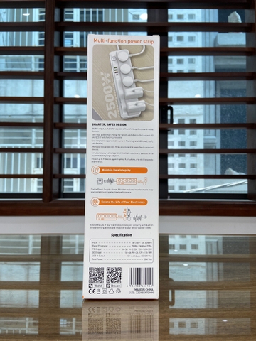 Ổ CẮM ĐIỆN ĐA NĂNG LDNIO SC5415 - 05 CHÂN CẮM 3 CHẤU + 03 CỔNG USB + 01 CỔNG TYPE C