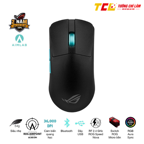 CHUỘT GAME ASUS ROG KERIS WIRELESS AIMPOINT BLACK (P709) (USB/RGB)