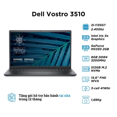 Dell Vostro 3510 (i5-1135G7 | RAM 8GB | SSD 512GB | NVIDIA MX350 2GB | 15.6 Inch FHD)