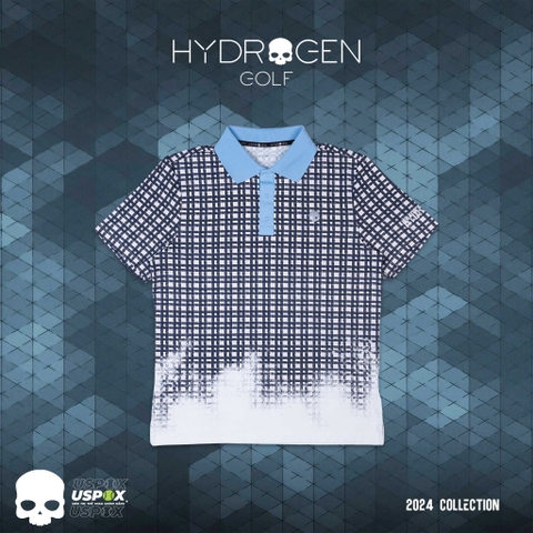 Áo Polo Hydrogen Golf PAINTED TARTAN White Blue 2024