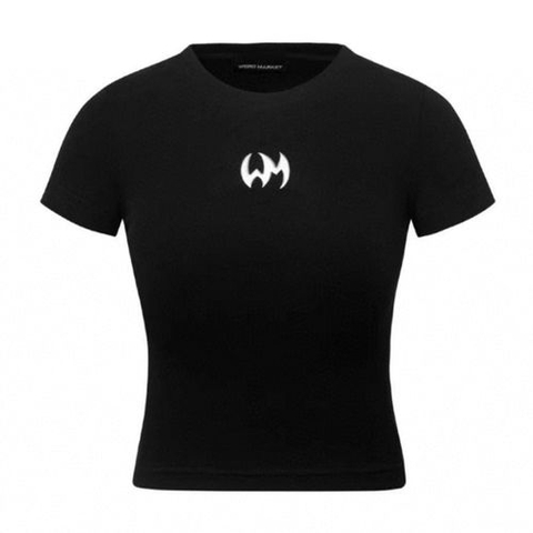 Áo Phông Weird Market Backless Logo Top Black