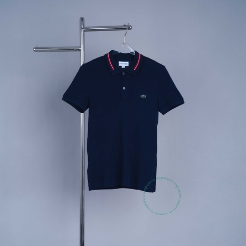 Lacoste Polo Striped Accents Cotton Pique Navy Blue (form Âu)