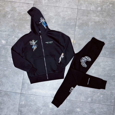 Bộ thể thao Mercier Angelo Zip Hoodie Black