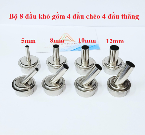 Combo 8 đầu khò gồm 4 đầu chéo và 4 đầu thẳng dùng cho máy khò Kaisi 901DW T3-C10