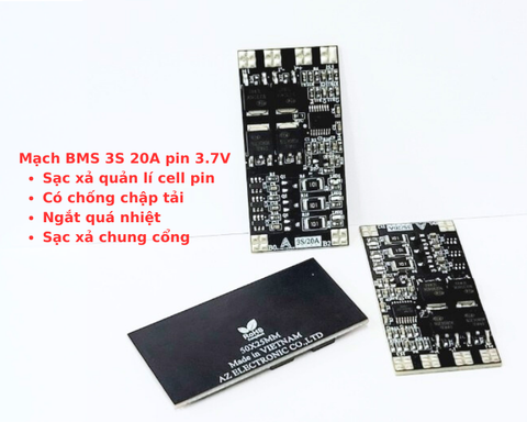 Mạch BMS 3S 20A pin 3.7V sạc xả quản lí cell pin, có chống chập tải,ngắt quá nhiệt sạc xả chung G2-C12