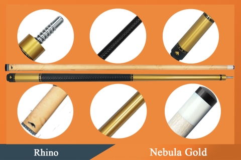 Cơ,Gậy Bi-a Rhino Nebula Gold - Ngọn Gỗ  | 1Cue.vn