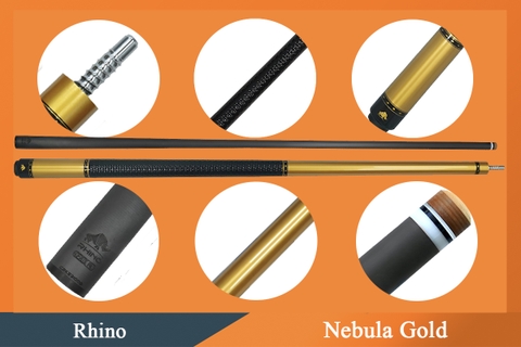 Cơ,Gậy Bi-a Rhino Nebula - Gold ngọn carbon Rhino | 1Cue.vn