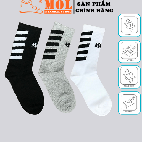 Vớ nam nữ unisex cổ cao vải cotton hiệu MOL VD66