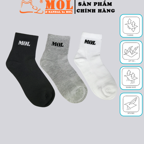 Vớ nam nữ unisex cổ thấp vải cotton hiệu MOL VN62