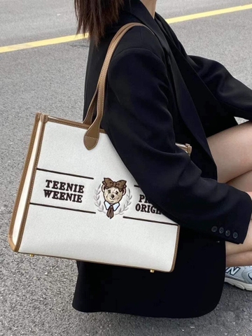 Túi trắng phối da Teenie Weenie Preppy Original
