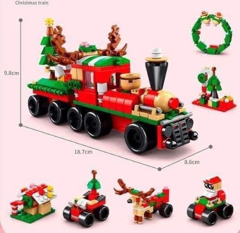 Bộ đồ chơi lego 200-300 mảnh 4 mẫu chủ đề Giáng Sinh Christmas tàu hỏa, ngôi nhà, oto, tuần lộc