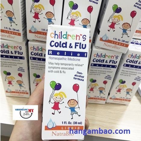 Thuốc Siro cảm cúm Children Cold & Flu Relief Natrabio 30ml của Mỹ