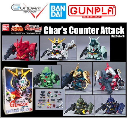 Mô Hình Gundam SD CHAR`S COUNTER ATTACK SET Bandai Super Deform Đồ Chơi Lắp Ráp Anime Nhật