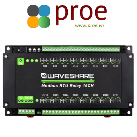 Modbus RTU 16-Ch Relay Module, RS485 Interface, With Multiple Isolation Protection Circuits