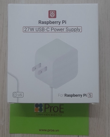 Official 27W USB Type-C Power Supply for Raspberry Pi 5, Options For Color And Plug