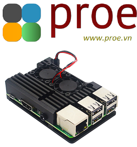 Vỏ nhôm Raspberry Pi  3 kèm 2 quạt và tản nhiệt