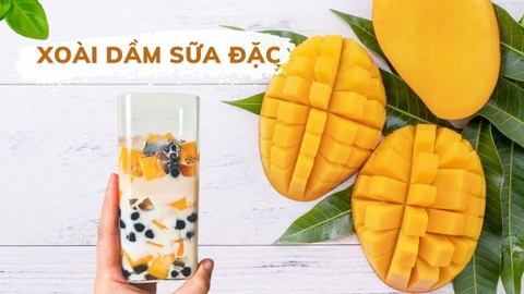 Cách làm xoài dầm sữa đặc ngọt mát, ngày hè ăn miễn chê