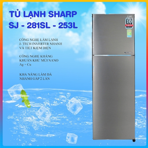 Tủ lạnh Sharp Inverter 253 lít SJ-X281E-SL