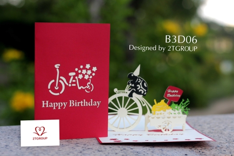 B3D06 - THIỆP 3D RÙA BIRTHDAY