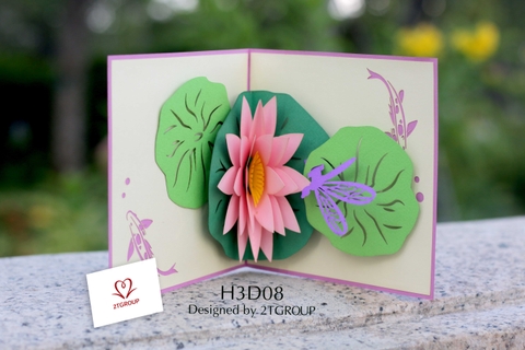 H3D08 - THIỆP 3D HOA SEN