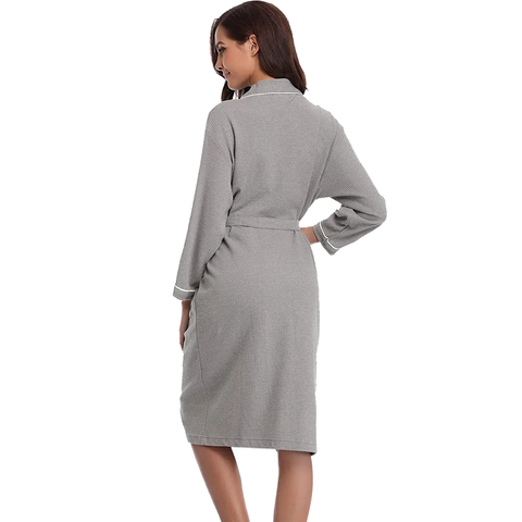 Áo choàng tắm tổ ong màu ghi 100% cotton ACT04 Đệm Việt Pháp