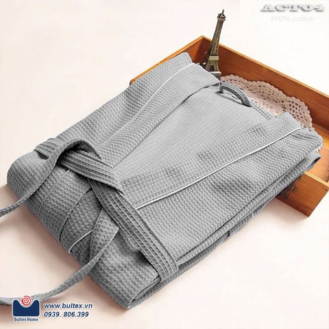 Áo choàng tắm tổ ong màu ghi 100% cotton ACT04 Đệm Việt Pháp