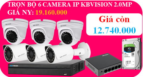 Trọn Bộ 06 Camera ip Kbvision 2.Mp Gía Chỉ 12.740.000 BẢO HÀNH 36 THÁNG