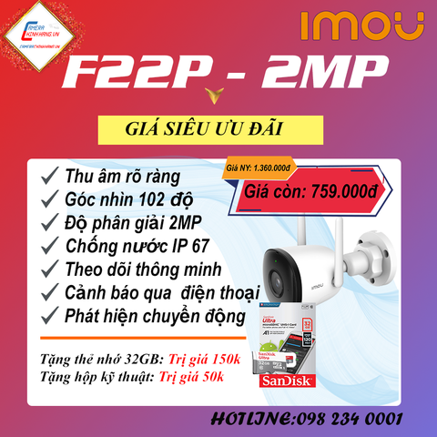 Camera IMOU thông minh F22P có thu âm