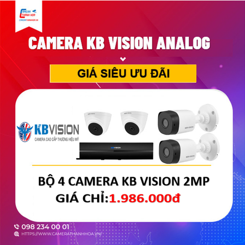 Bộ 4 Camera  KB VISION Analog